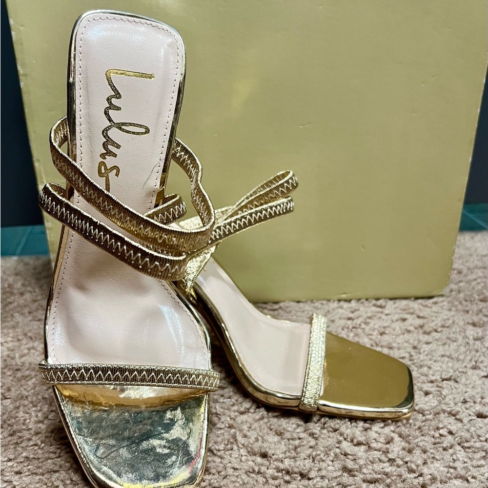 Lulu's Gold Heeled Strappy Sandals